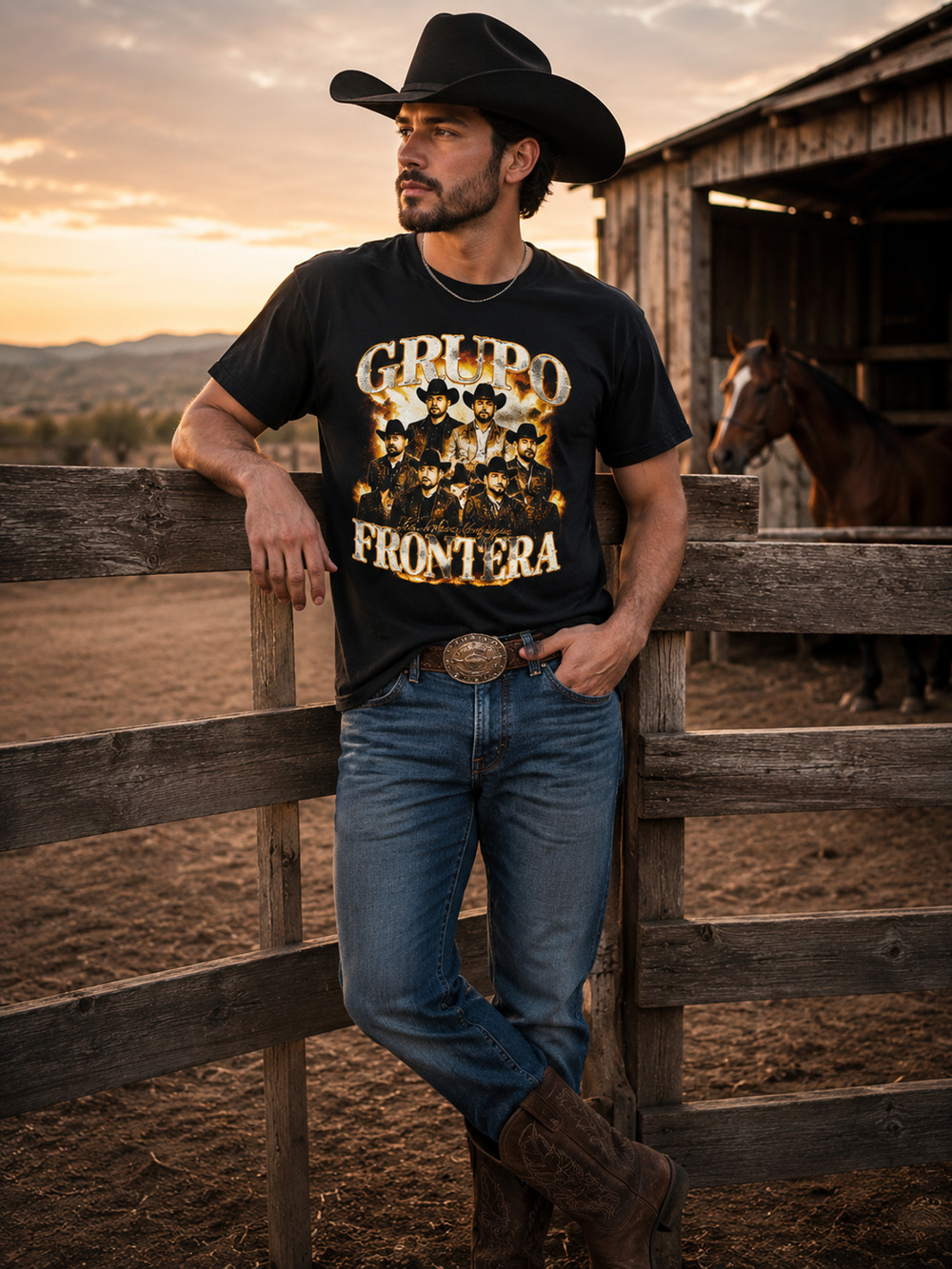 🌟 Grupo Frontera El Comienzo Tour 2023 ORIG MERCH OFFICIAL Tour Style TEE Small